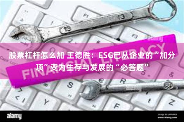 股票杠杆怎么加 王德胜：ESG已从企业的“加分项”变为生存与发展的“必答题”