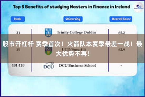 股市开杠杆 赛季首次!火箭队本赛季最差一战!最大优势不再!