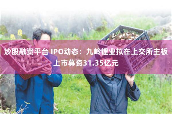 炒股融资平台 IPO动态:九岭锂业拟在上交所主板上市募资31.35亿元