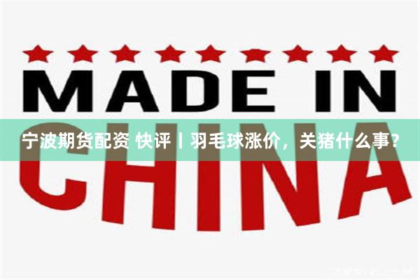 宁波期货配资 快评丨羽毛球涨价，关猪什么事？