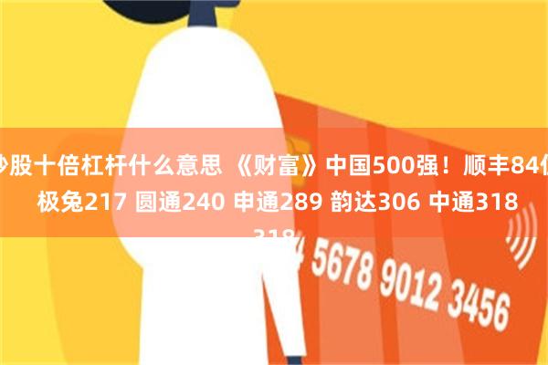 炒股十倍杠杆什么意思 《财富》中国500强！顺丰84位 极兔217 圆通240 申通289 韵达306 中通318