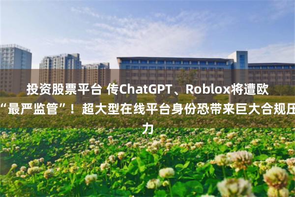 投资股票平台 传ChatGPT、Roblox将遭欧盟“最严监管”！超大型在线平台身份恐带来巨大合规压力